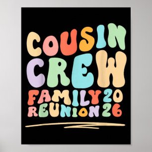 Poster Équipage de cousins groovy rétro réunion de famill