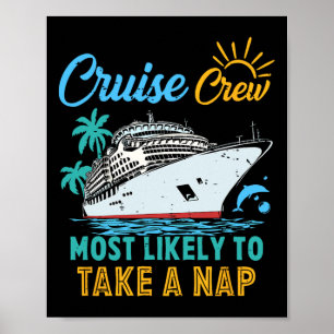 Poster Équipage de croisière familial drôle vintage le pl