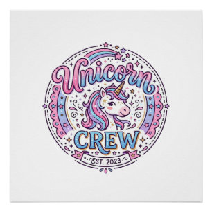Poster Équipage de licorne impression ludique à la demand