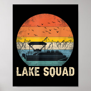 Poster Équipage du lac capitaine de bateau à ponton vinta