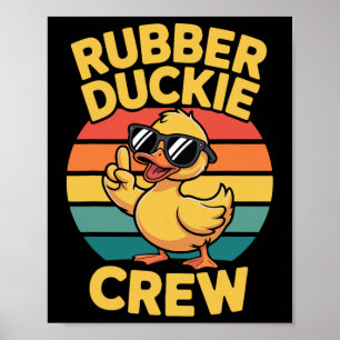 Poster Équipage Rubber Duckie Amour Canards Rétro Vintage