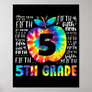 Poster Équipe 5e année de typographie Tie Dye Retour à l'
