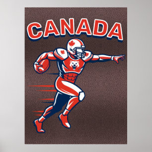 Poster Équipe Canada Football Dynamique Athlète Patriotiq