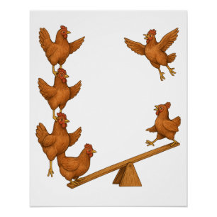 Poster Équipe d'acrobates des poulets gazouillants