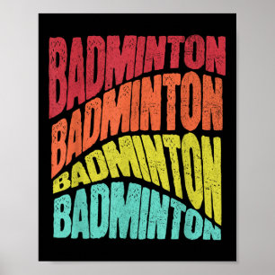 Poster Équipe de badminton ambiance rétro funky