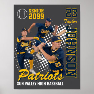 Poster Équipe de baseball Photo personnalisée Senior Nigh