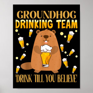 Poster Équipe de boisson de la Chandeleur Buvez jusqu'à c
