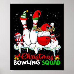Poster Équipe de bowling de Noël Dabbing Père Noël Elf Bo