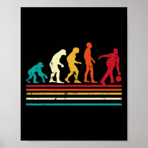 Poster Équipe de bowling rétro Bowler Evolution Hommes Fe