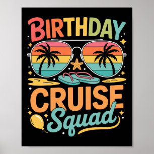 Poster Équipe de croisière d'anniversaire Vacances en fam