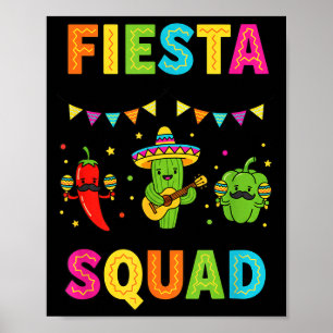 Poster Équipe de fiesta cactus mignon piment poivron enfa