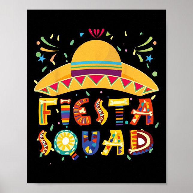 Poster Équipe de Fiesta Mexique Fiesta Taco Guitare Cinco (Devant)