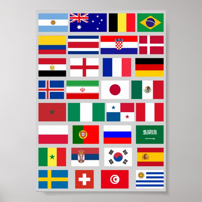 Poster ÉQUIPE DE FOOTBALL DE FOOTBALL D'origine DRAPEAUX  (Devant)