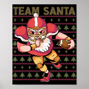 Poster Équipe de football de Noël Père Noël