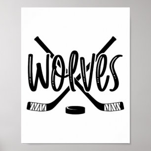 Poster Équipe de hockey des loups Mascotte école Esprit J