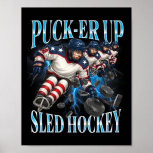 Poster Équipe de hockey sur luge pour femmes et filles Sp
