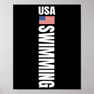 Poster Équipe de natation Usa Swimming drapeau américain 