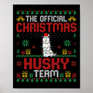 Poster Équipe de Noël Husky - Husky portant le chapeau de