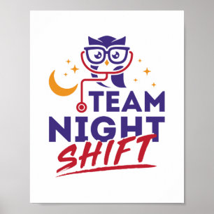 Poster Équipe de nuit Shift Hospital Doctor Nurse Staff