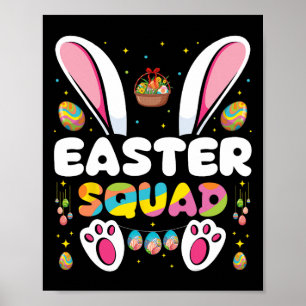Poster Équipe de Pâques Chasse aux œufs Groupe de lapins 