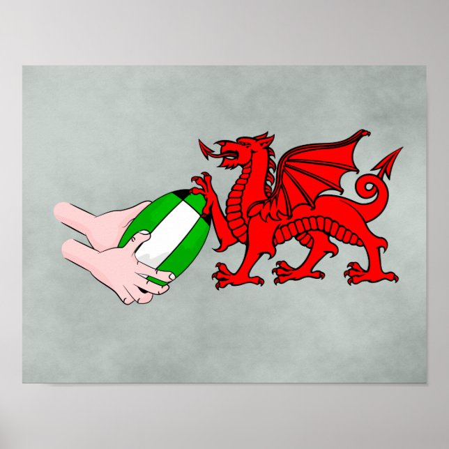 Poster Équipe De Pays De Galles De Rugby Dragon (Devant)