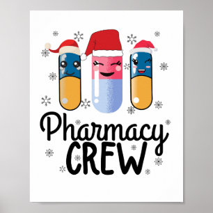 Poster Équipe de pharmacie. T-shirt de Noël du pharmacien