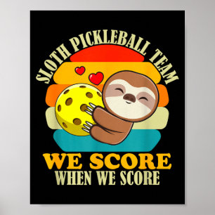 Poster Équipe de pickleball de paresseux sports amour drô