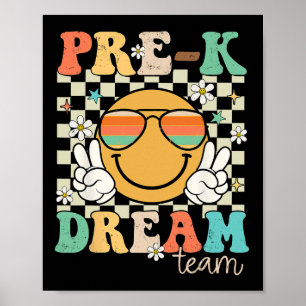 Poster Équipe de pré-maternelle Professeur de rêve Rétro