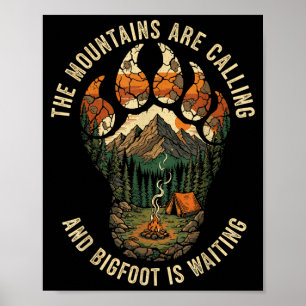Poster Équipe de randonnée Funny Bigfoot Sasquatch Camng 