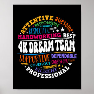 Poster Équipe de rêve 4k super Enseignant maternelle mate