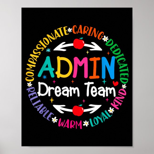 Poster Équipe de rêve admin retour à l'école direction (Devant)