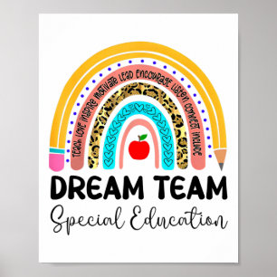 Poster Équipe de rêve Éducation spéciale Boho Rainbow Léo