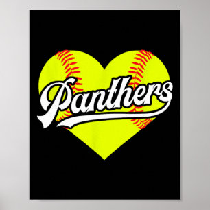 Poster Équipe de softball Heart Panthers T-ball Little Le
