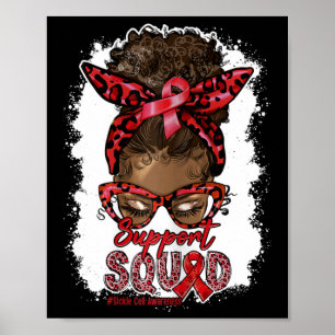 Poster Équipe de soutien des femmes Afro Messy Bun Leopar