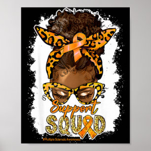 Poster Équipe de soutien féminin Afro Bun Messy Léopard M