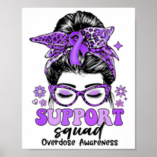Poster Équipe de soutien groovy messy bun femmes alerte s
