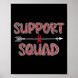 Poster équipe de soutien rouge sensibilisation au cancer 