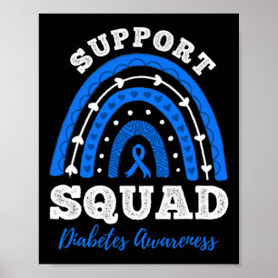 Poster Équipe de soutien Ruban bleu T1d Type 1 Diabète Aw