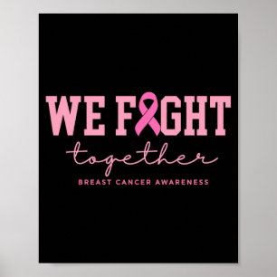 Poster Équipe de soutien ruban rose de sensibilisation au