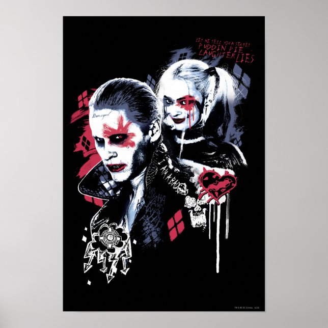 Poster Équipe de suicide | Graffiti peint Joker & Harley (Devant)