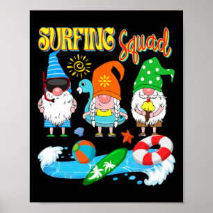 Poster Équipe de surf Trois Gnomes Surf Hawaïen Été