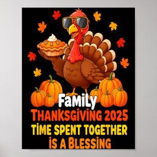 Poster Équipe de Thanksgiving en famille 2025 Dinde drôle
