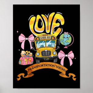 Poster Équipe de transport Doodle Bus Aide Retour à l'éco