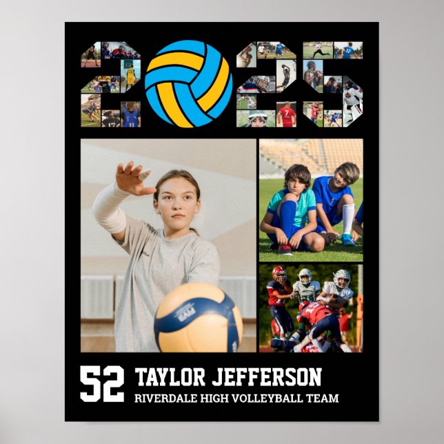 Poster Équipe de volleyball Classe supérieure de 2025 Col (Devant)