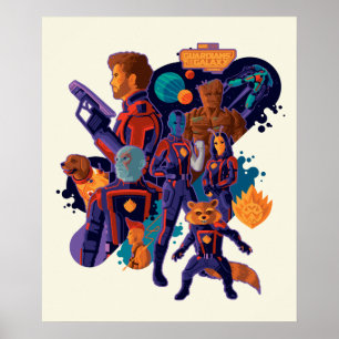 Poster Équipe des Gardiens de la Galaxie Illustration spa