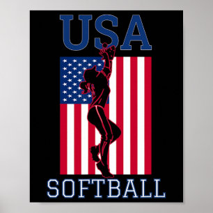 Poster Équipe États-Unis Femmes Sports Patriotique Drapea