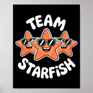 Poster Équipe Étoile de mer Cool Sungles Océan Dessin Ani