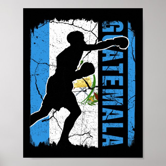Poster Équipe guatémaltèque de boxe Guatémaltèque Drapeau (Devant)