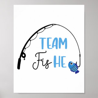 Poster Équipe Poisson He Chemise Pêche Genre Reveal Party