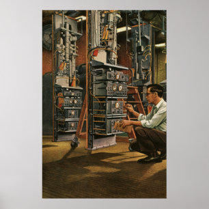 Poster Équipement de fixation vintage de technicien radio
